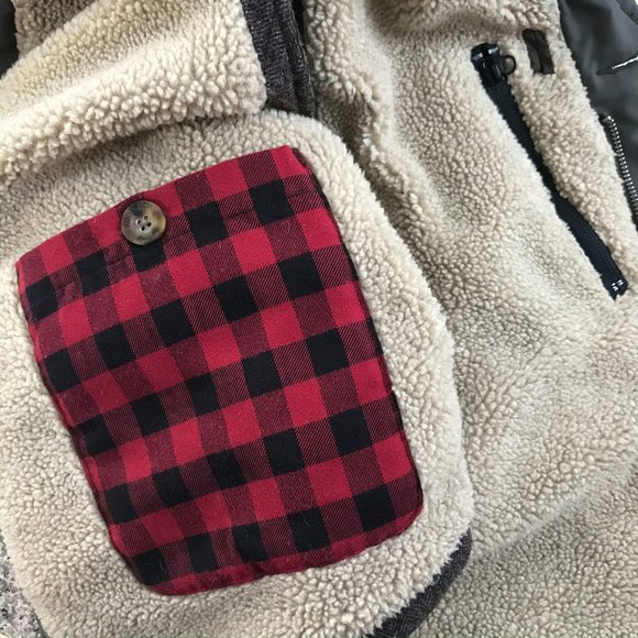 Woolrich Teton Herringbone Check Fleece Wool Vest - Picture 7 of 7